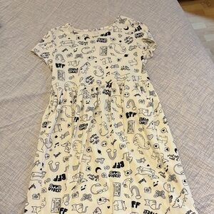 Wonder Nation Cream Dress with Black Graphics